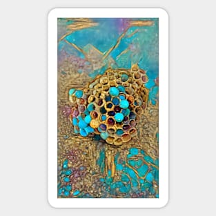 Turquoise Gem and Gold Wasp Nest Sticker